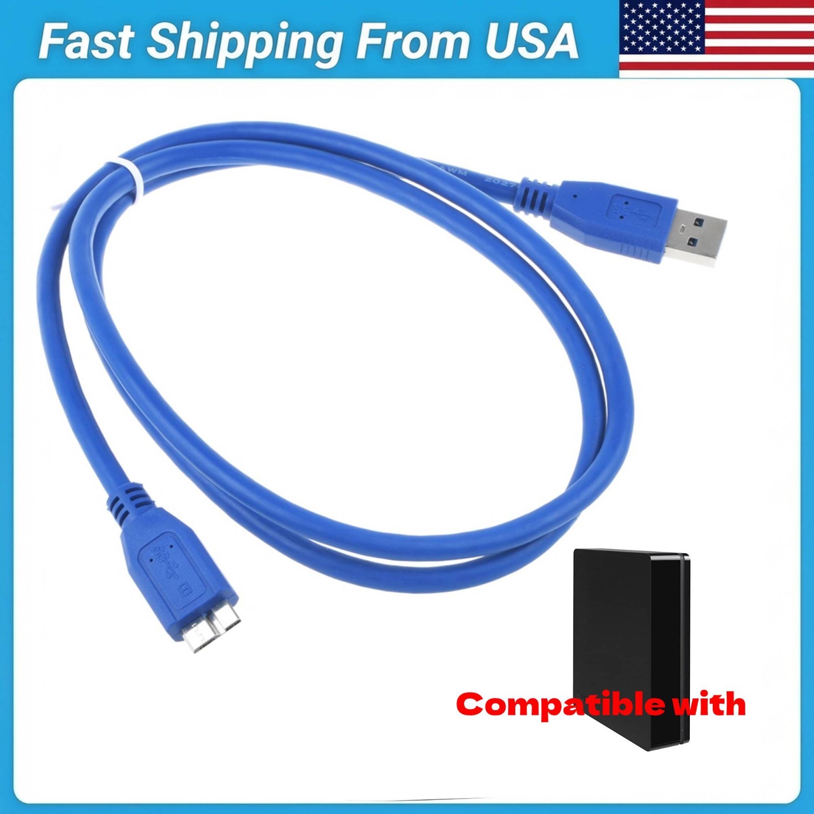 3ft USB 3.0 PC Data Link Cable Cord for Toshiba Canvio Desk 3TB HDWC130XK3J1