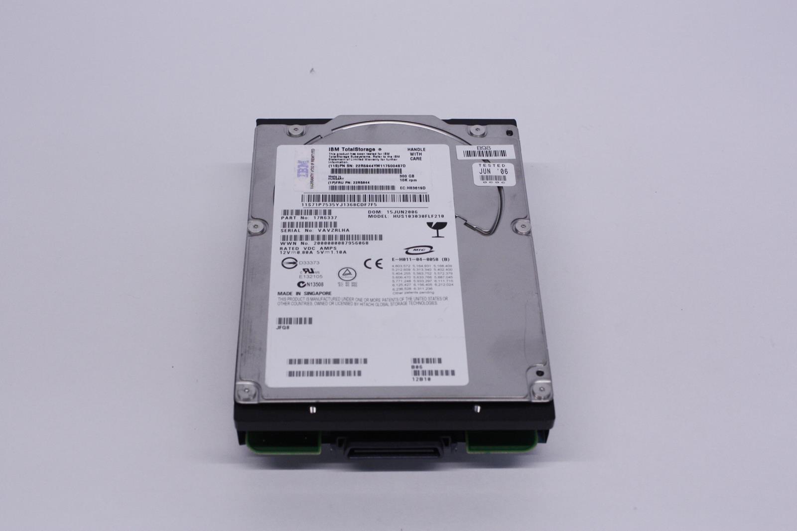 IBM 17R6337 22R5496 22R5944 23R0831 300GB 10000RPM FIBRE CHANNEL