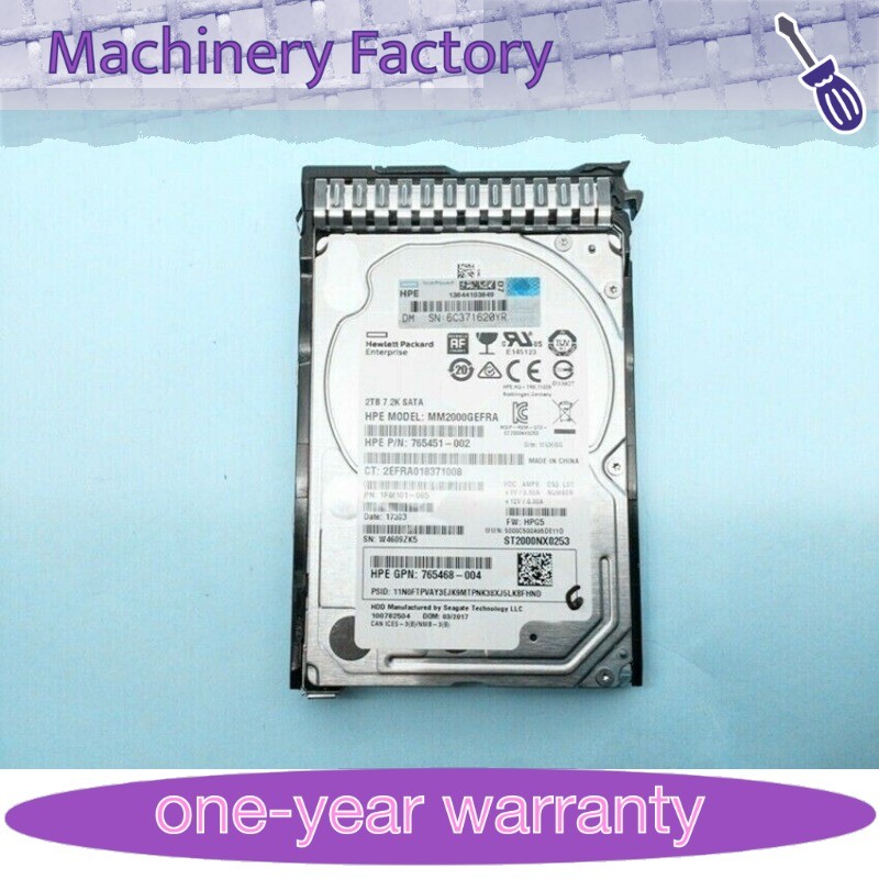 1PCS FOR FIT HP 765869-001 765455-B21 2TB SATA6G MIDLINE 7.2K SFF2.5IN SC 512E