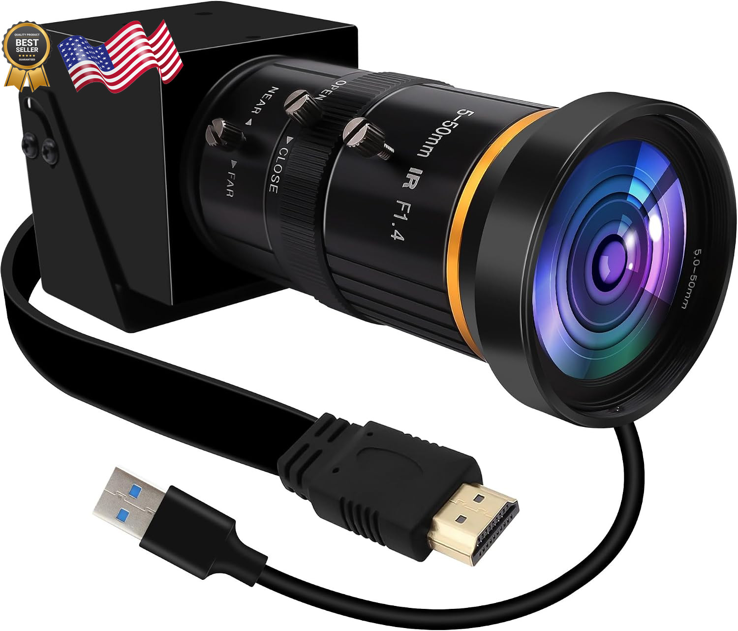 HDMI USB Camera 4K 30fps Webcam 10X Manual Zoom USB Webcam with 5-50mm CS Lens