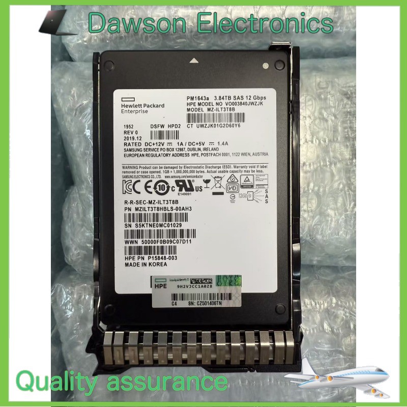 Used HPE MZ‑ILT3T8B PM1643a 3.84TB SAS 12Gbps 2.5" SFF SSD P15848‑003 P19907-B21
