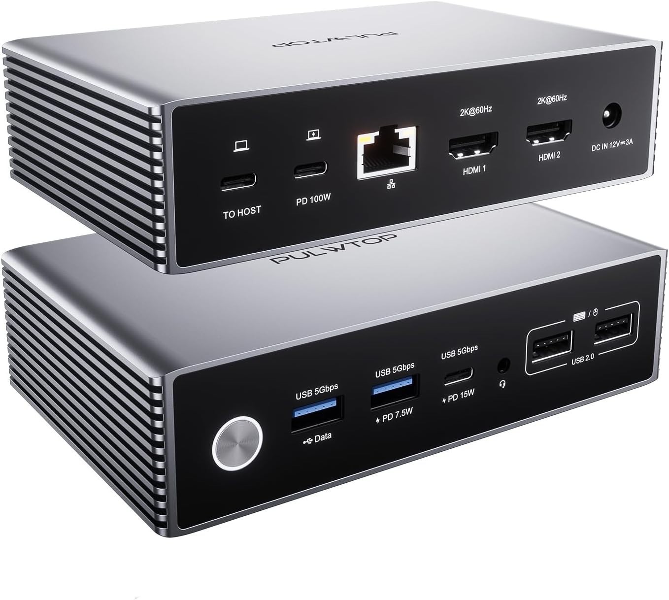 PULWTOP Dual Monitor USB C Docking Station DisplayLink 2K@60Hz MacBook Windows