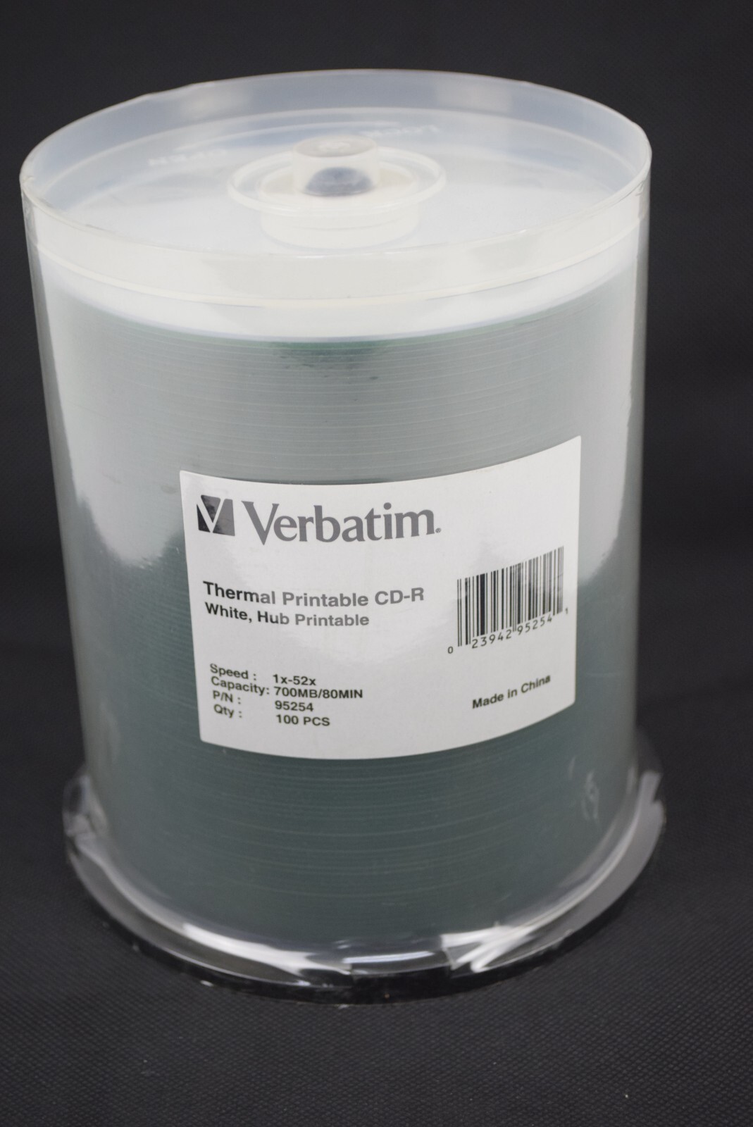 Verbatim 95254 Thermal Printable CD-R 52x 700Mb 80min 100 Pack