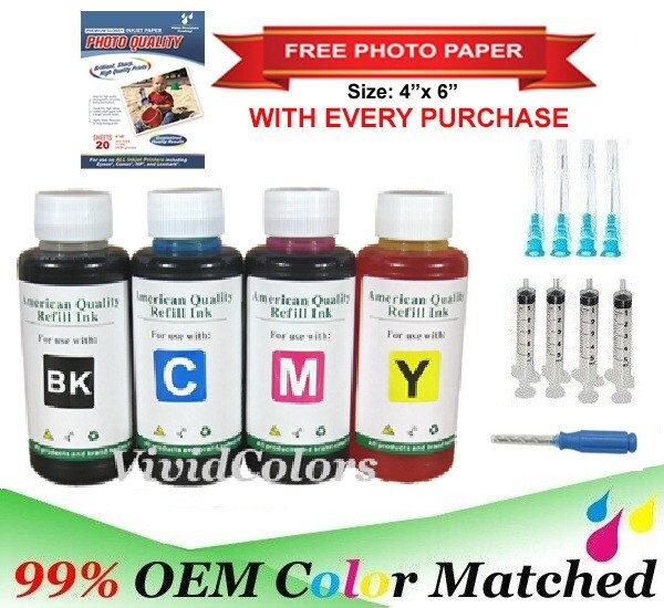 4x100ml Refill ink Canon PG-275 CL-276 Ink Cartridges Black Color TS3520 TS3522