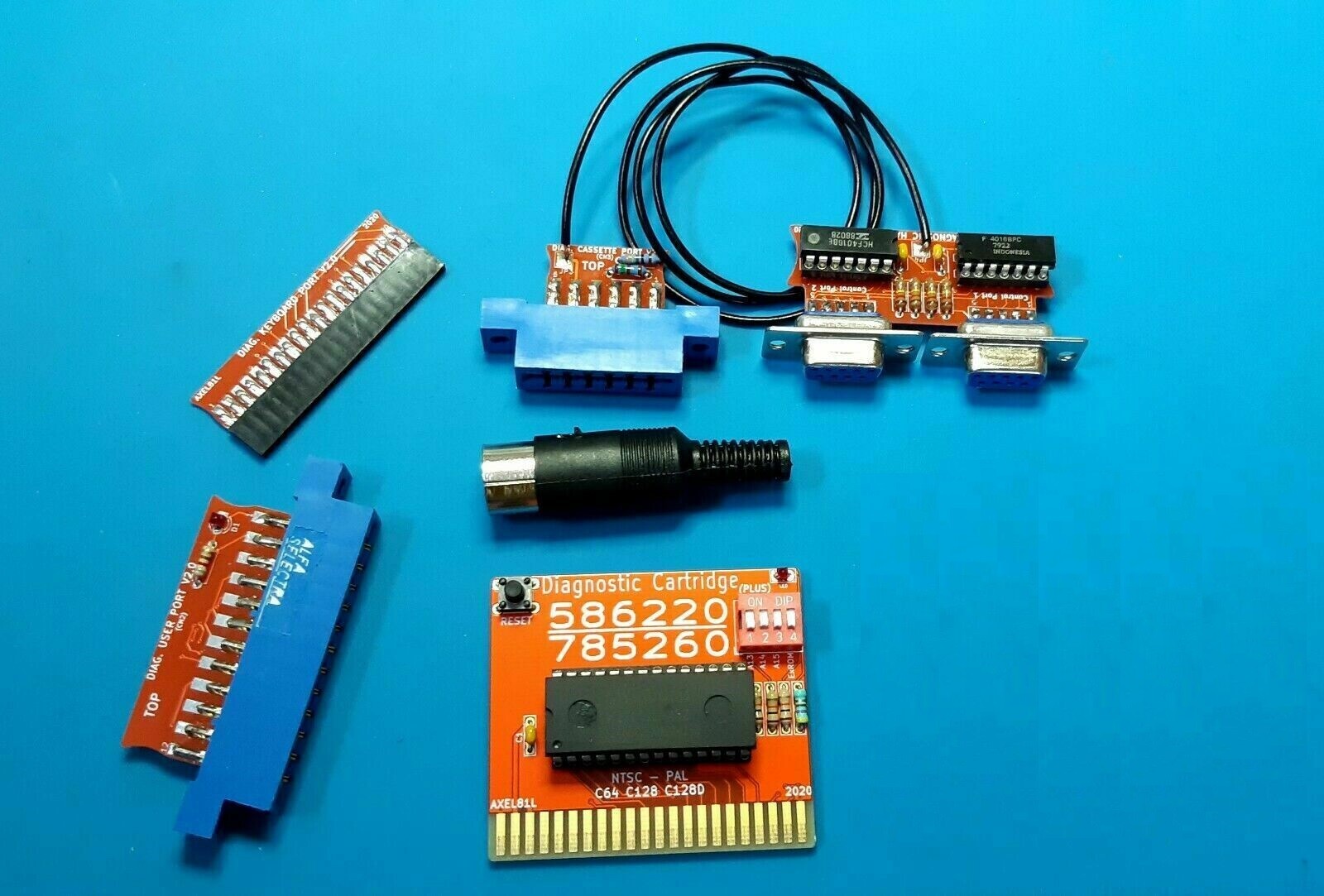 Commodore 64 64C SX DX C128 128D 128 DCR Diagnostic Test Harness - gold - NEW