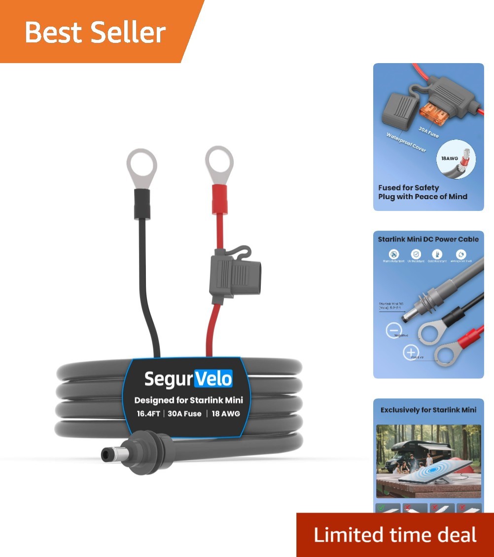 Compact 10FT Starlink Mini Extension Cable with Safety Fuse - Off-Road Essential