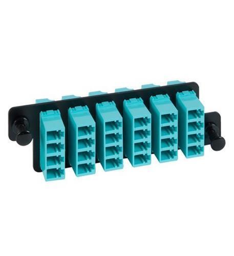 ICC HD LC-LC Fiber Optic Adapter Panel with Aqua Multimode Adapters for 24