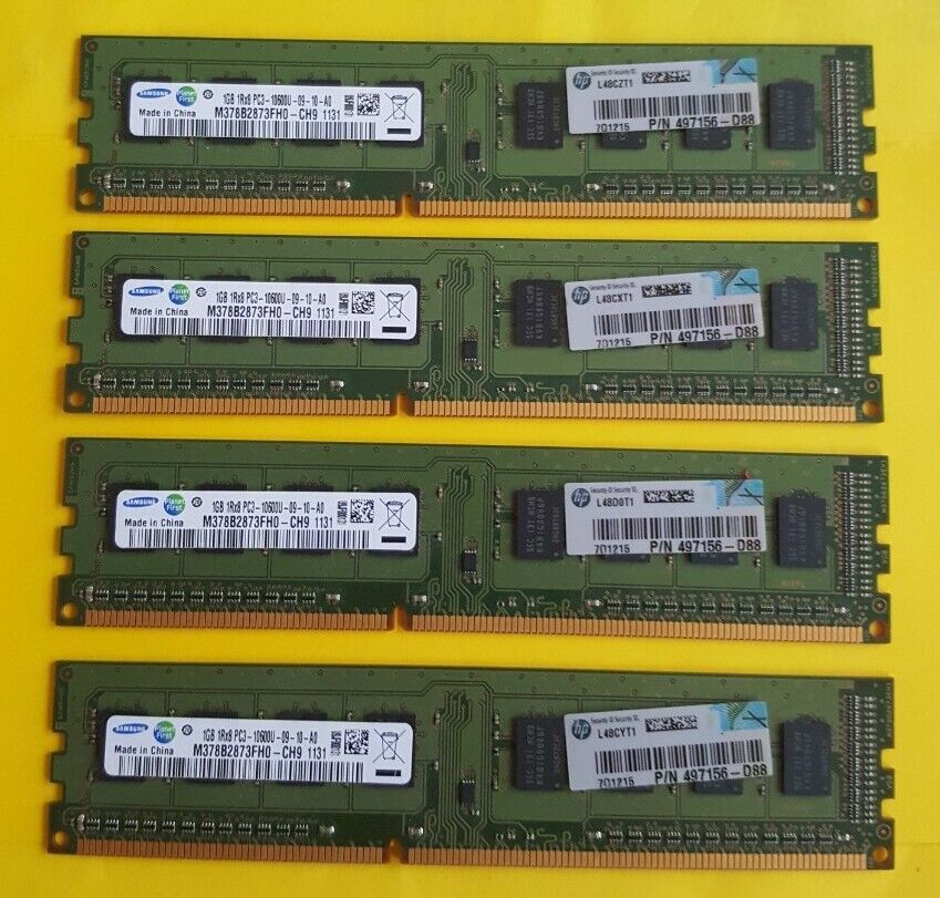 Samsung 4GB 4x1GB 1Rx8 PC3-10600U-09-10-A0 M378B2873H1-CH9 desktop Memory