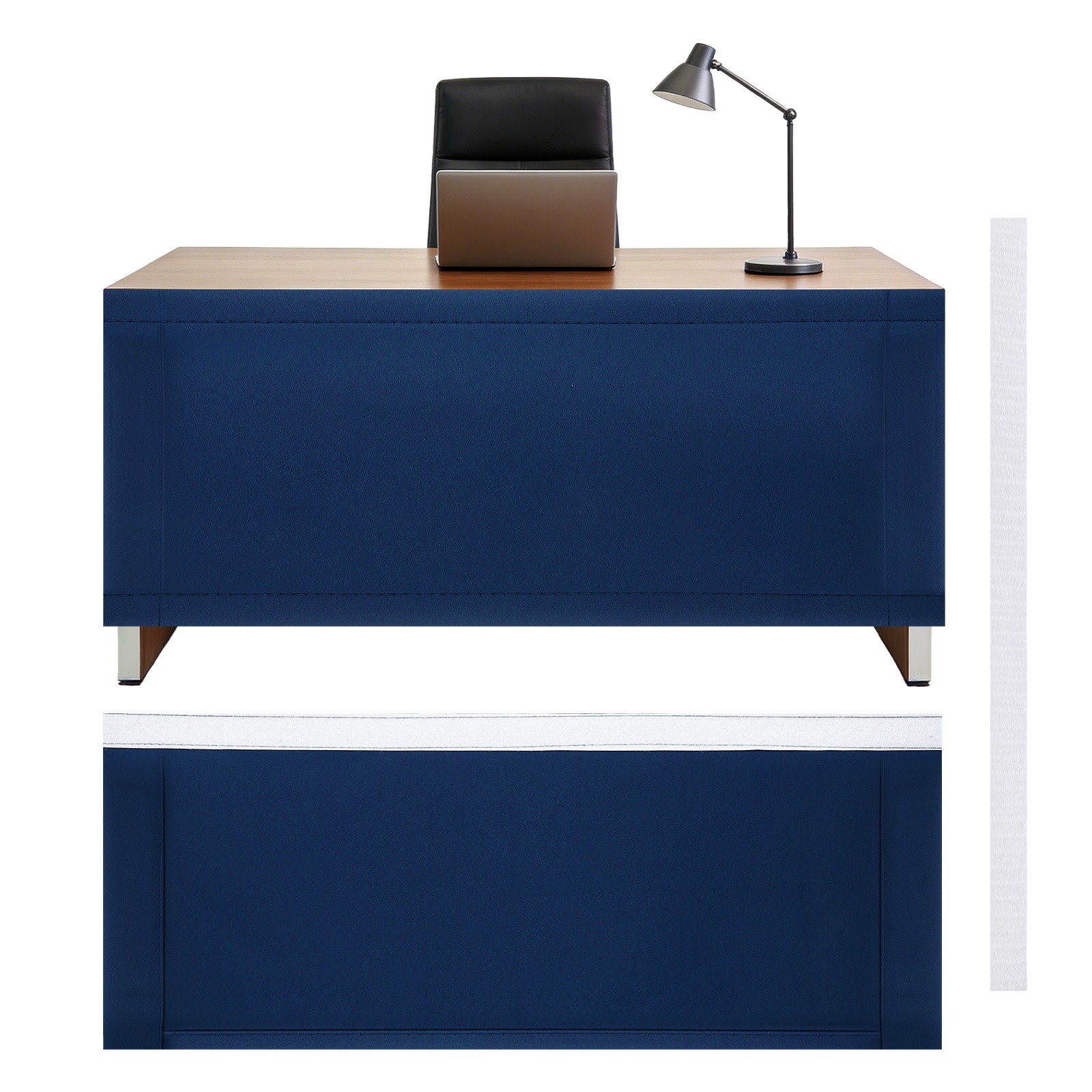 59x24 Inch Under Desk Privacy Panel, Desk Skirt Office Home, Dark Blue