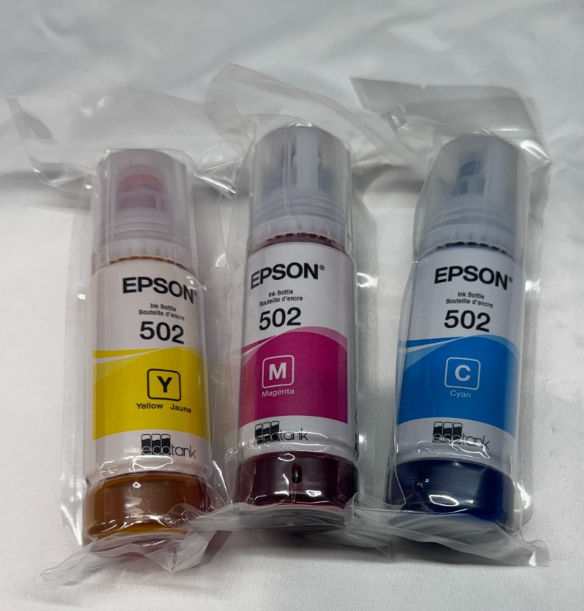 Epson EcoTank Ink 502 Combo Pack Cyan Magenta Yellow Sealed