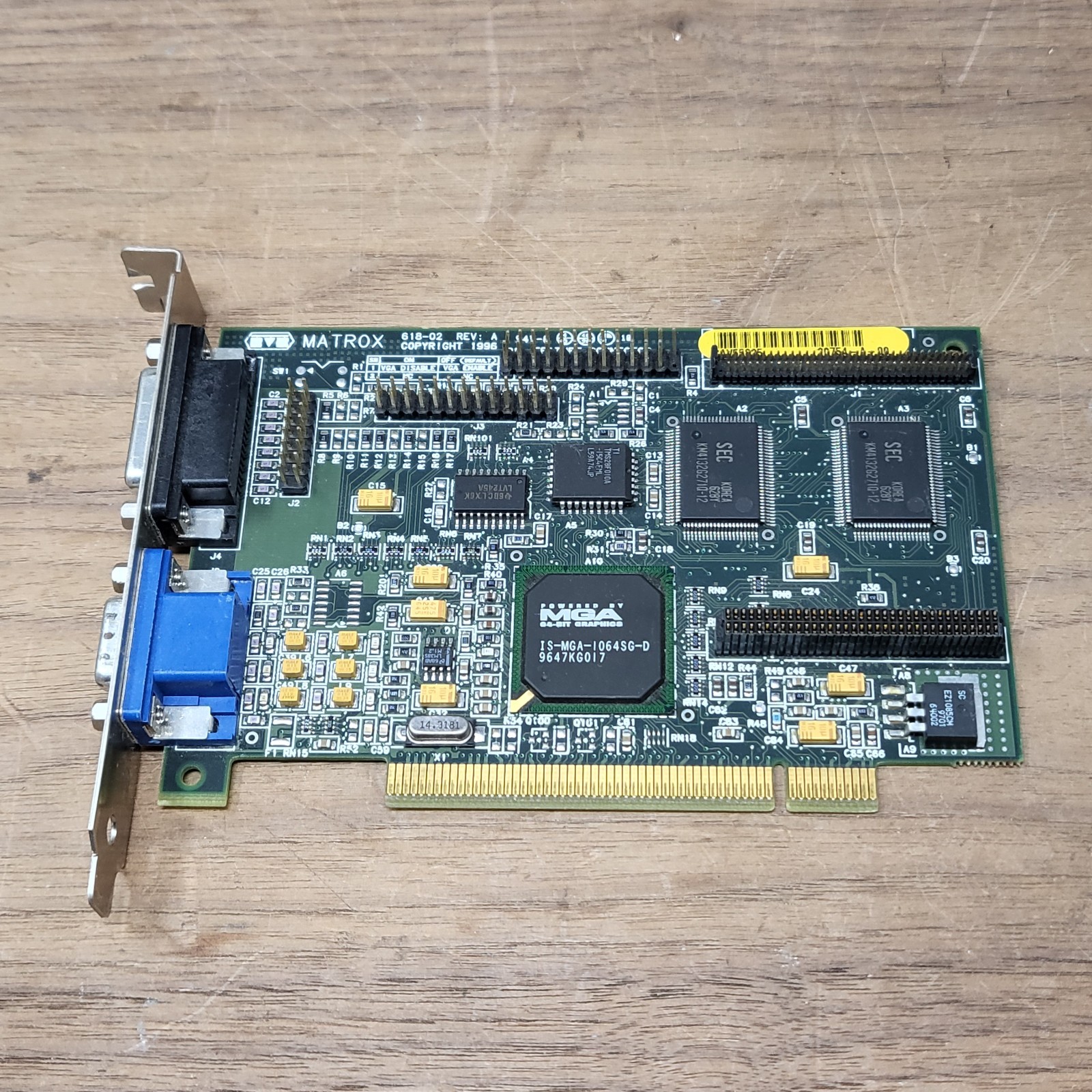 Matrox Mystique 2MB PCI VGA Graphics Card MGA 1064SG 618-02 Rev A Vintage