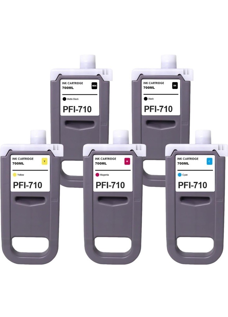 PFI-710 Ink Cartridges 5-Pack 700ml for Canon TX Series Printers INK ALL COLORS