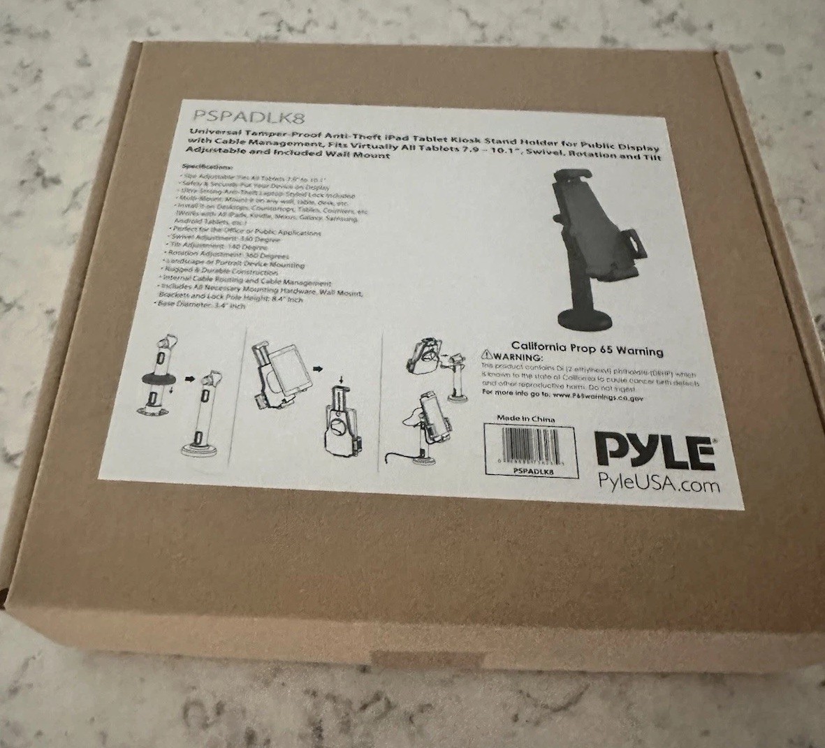 Pyle Universal Tamper-Proof Anti-Theft iPad Tablet Kiosk Stand Holder