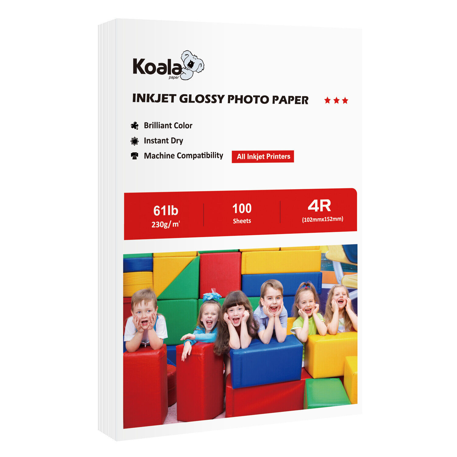 Koala Premium Glossy Photo Paper 4x6 Cardstock 61lb Inkjet Printer Epson HP 100P
