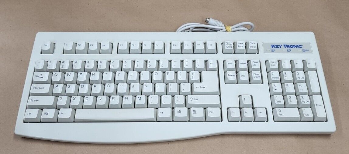 Vintage KeyTronic Mechanical Clicky Keyboard White K280W E05305US205-C PS/2 