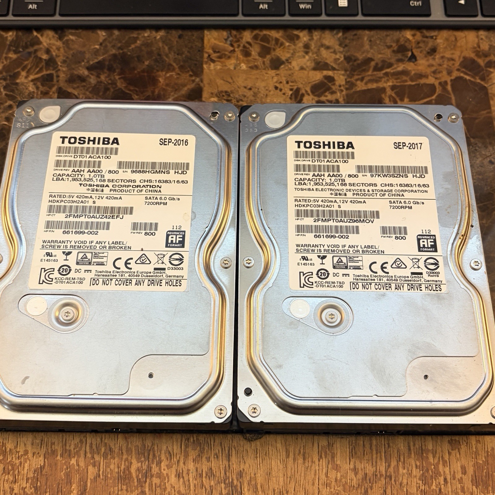 Excellent Condition TOSHIBA Internal Hard Drive 1TB 7200 RPM Pre-owned