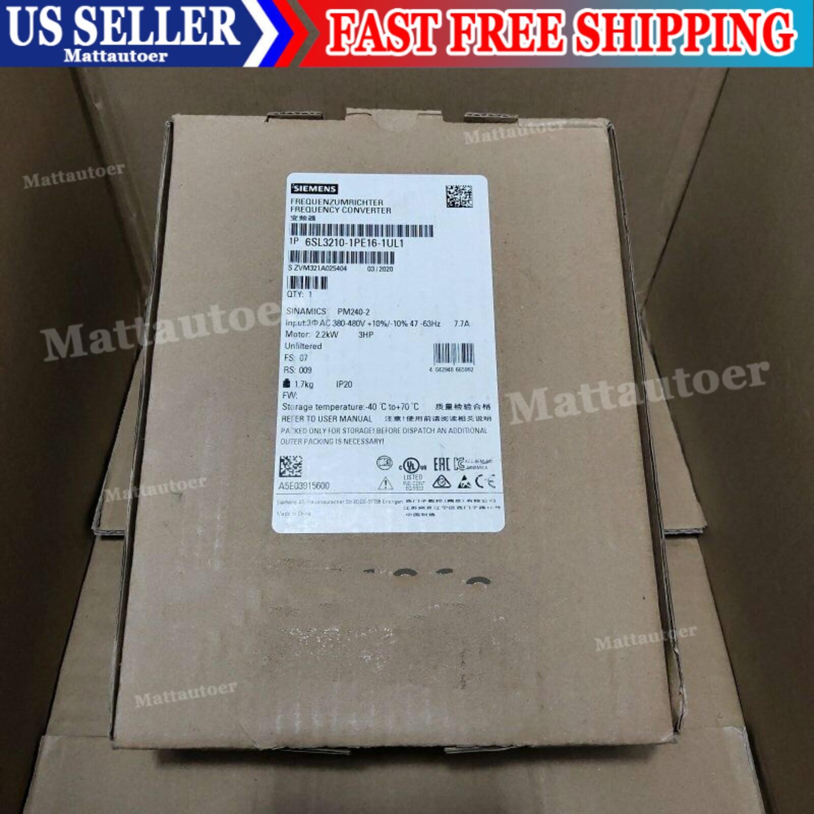 New Siemens SINAMICS PM240-2 Unfiltere 6SL3210-1PE16-1UL1 6SL3 210-1PE16-1UL1