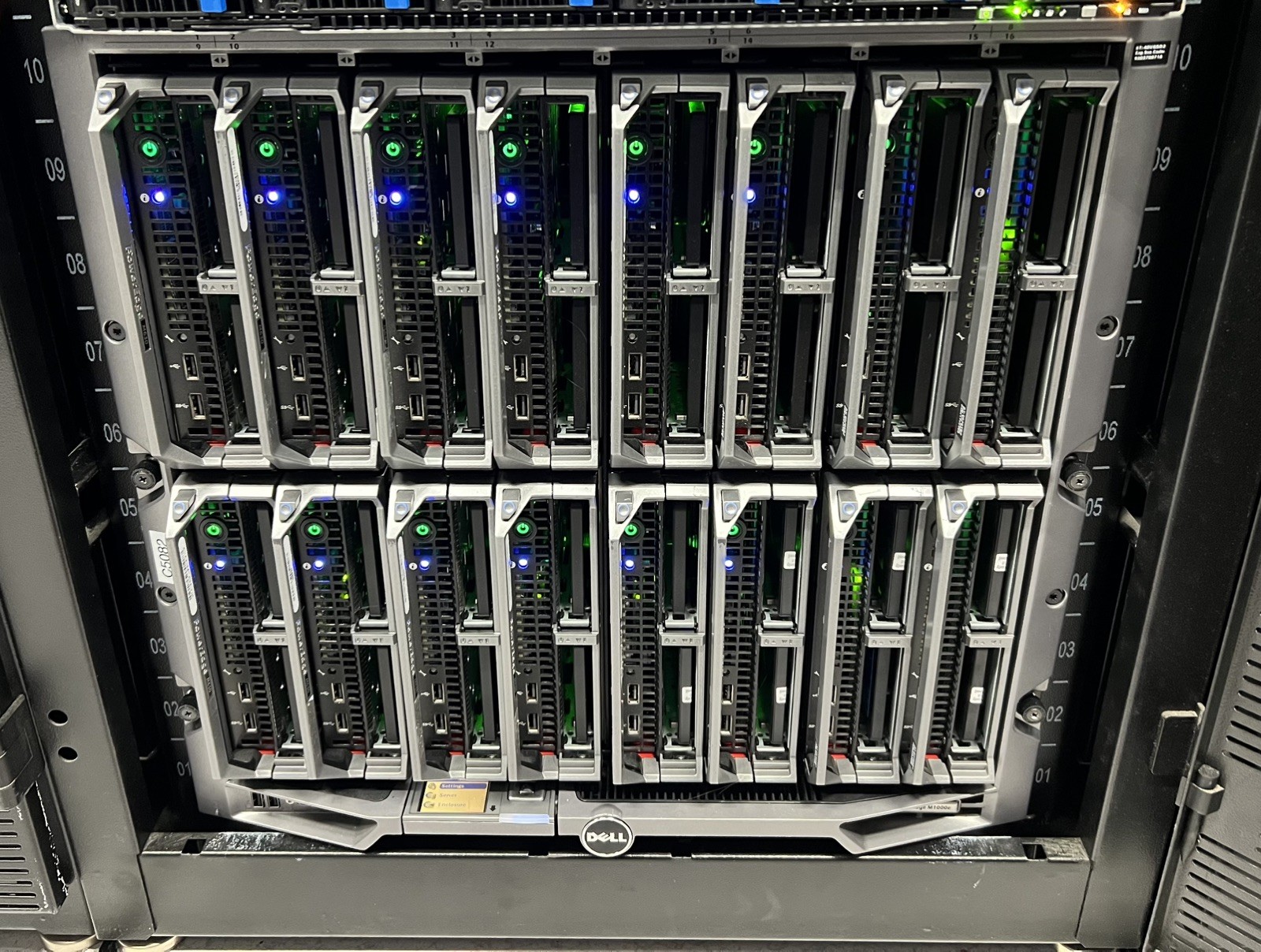 Dell PowerEdge M1000E Chassis W/ 16x M630 32x Intel v4 Processors 6x PSU 9x Fans