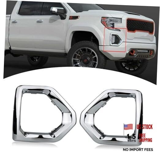Chrome Front Fog Light Bezel Cover - 1 Pair - Replacement Trim - Chrome