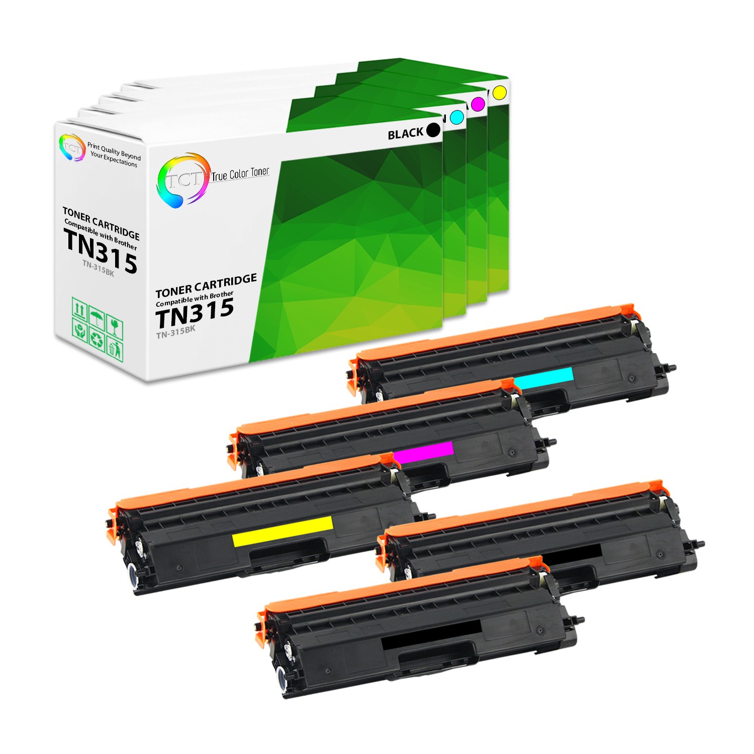 TCT 5PK TN315 Compatible Color Toner Set For Brother HL 4150cdn 4570cdw MFC