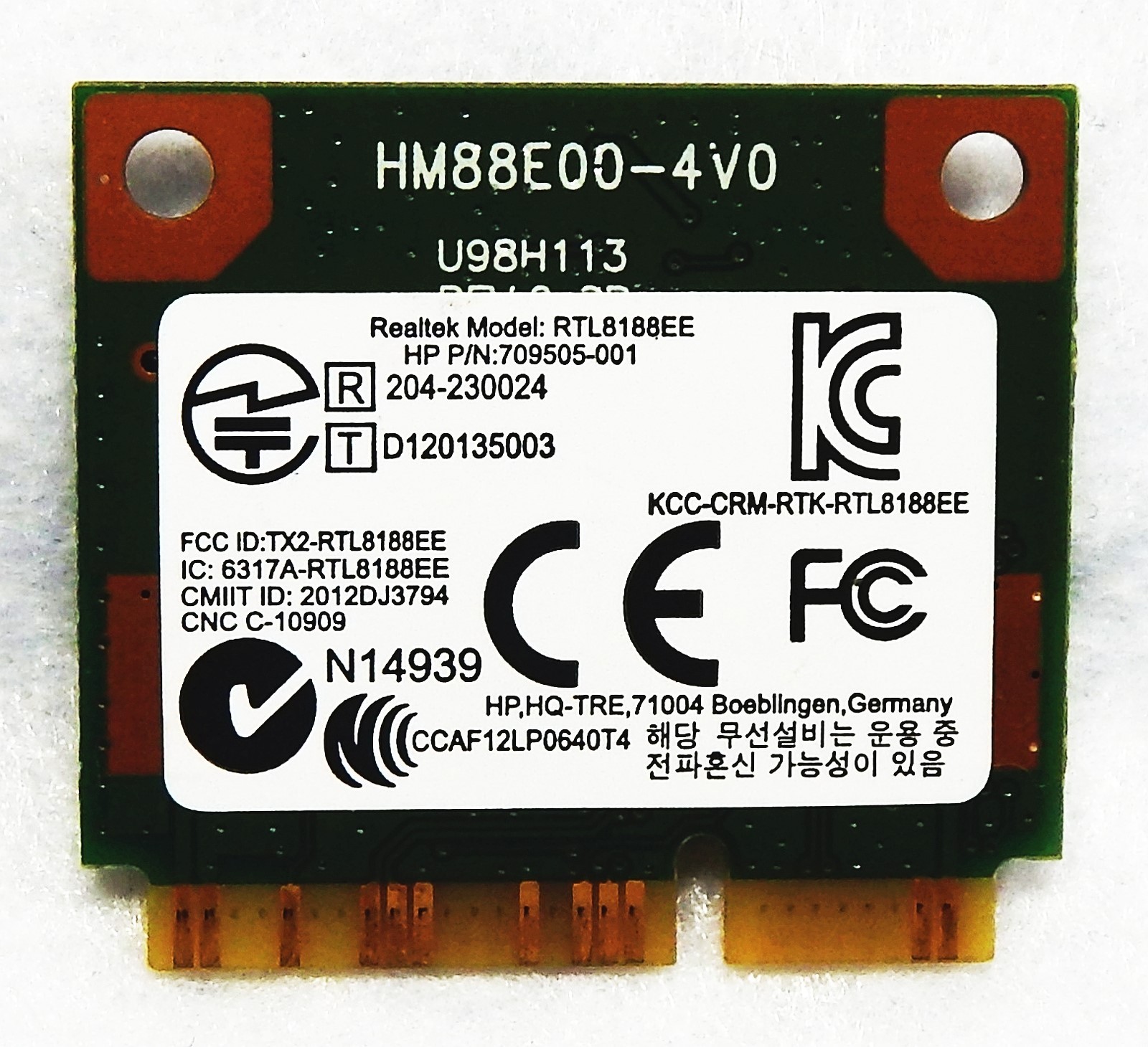 Realtek RTL8188EE ~ 802.11bgn Mini PCIe WiFi WLAN Adapter ~ HP P/N 709505-001