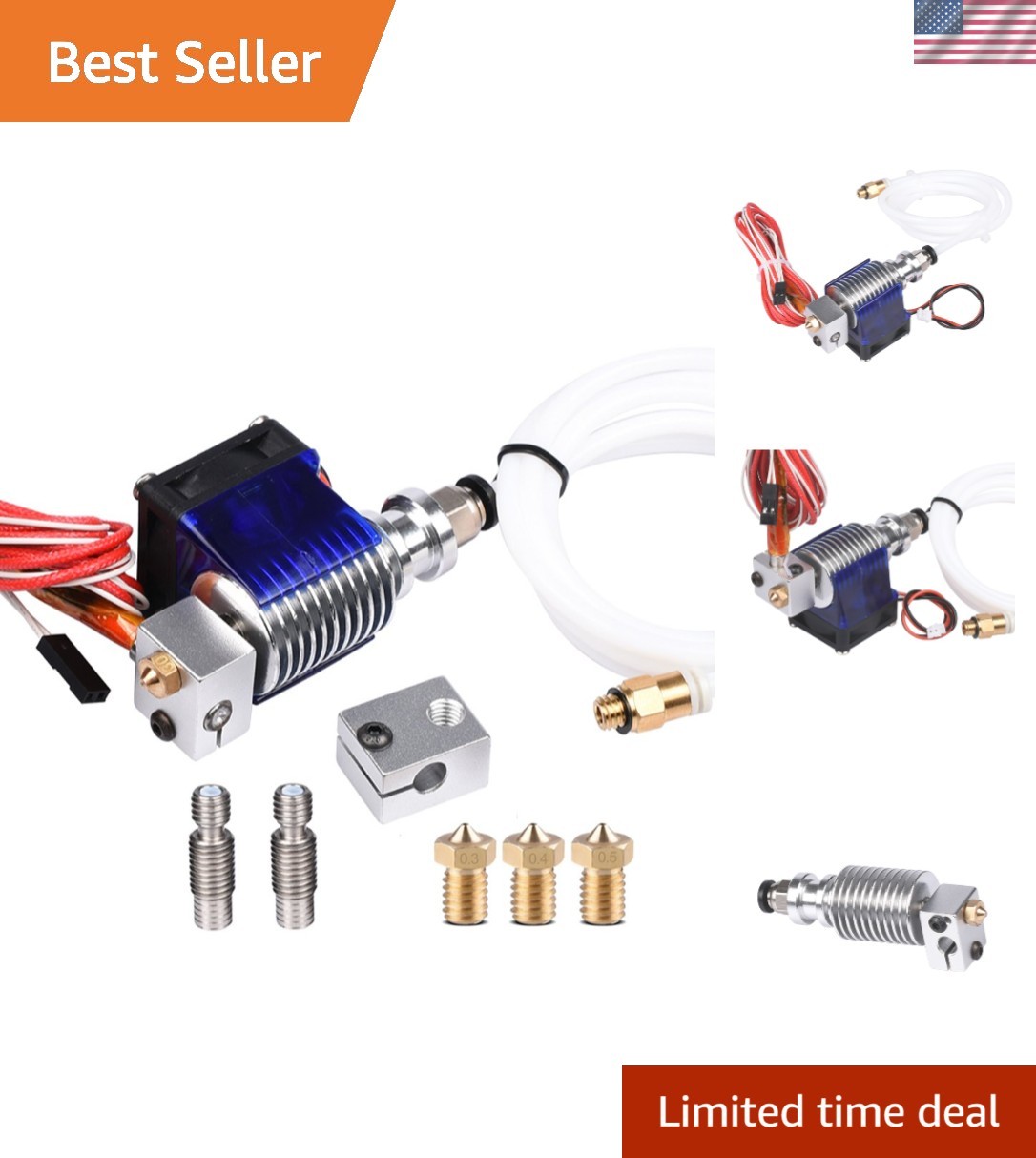 E3D V6 Hot End Full Kit 1.75mm 12V Bowden/RepRap 3D Printer Extruder Parts Ac...