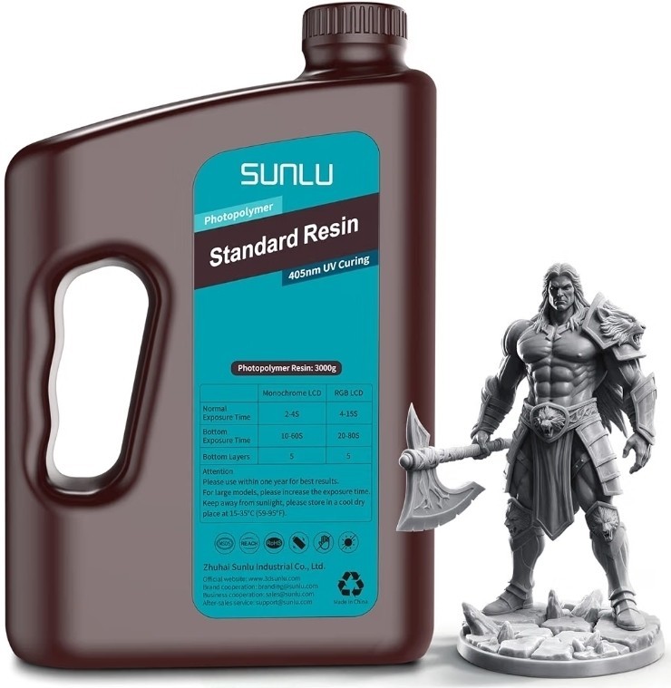 SUNLU 3kg Standard 3D Printer Resin Plus, Fast- Curing Photopolymer Resin #RF4