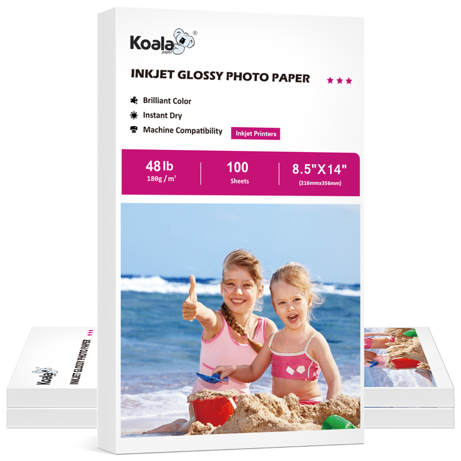 200 Sheets Koala Photo Paper 8.5x14 Glossy Legal Photo Paper 48lb Inkjet Printer