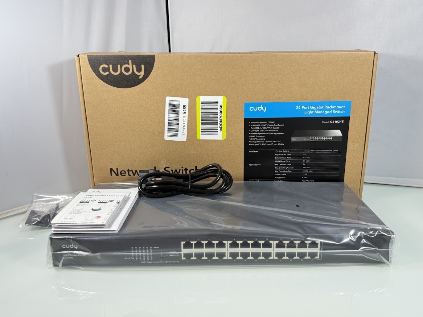 Cudy GS1024E 24-Port Light Managed Gigabit Rackmount Switch - Plug & Play - NEW