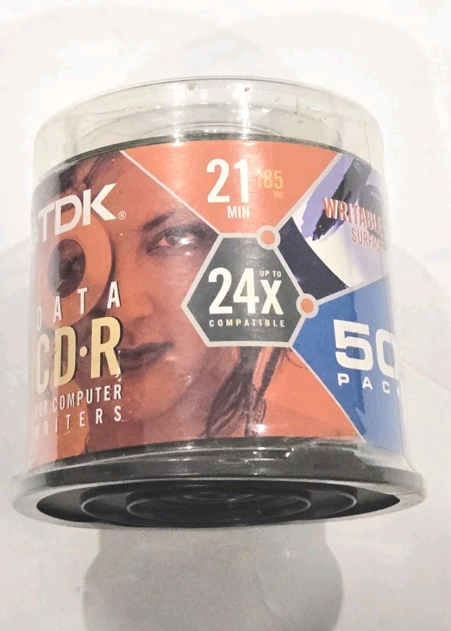 NEW TDK 50 Pack 21 MIN Data CD-R 185 MB 24x Compatible Writable Surface SEALED