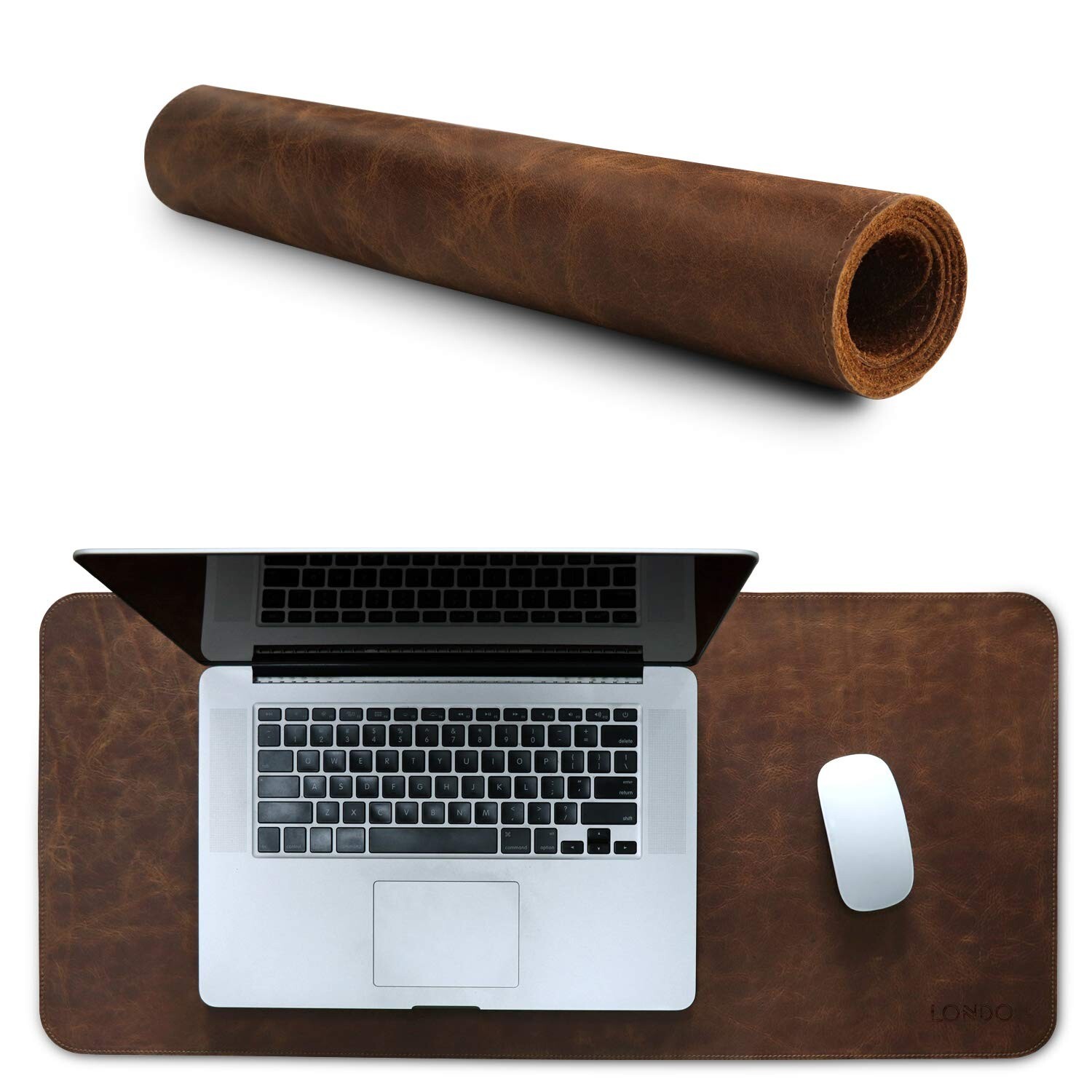 Londo Top Grain Leather Extended Mouse Pad - Desk Mat Brown