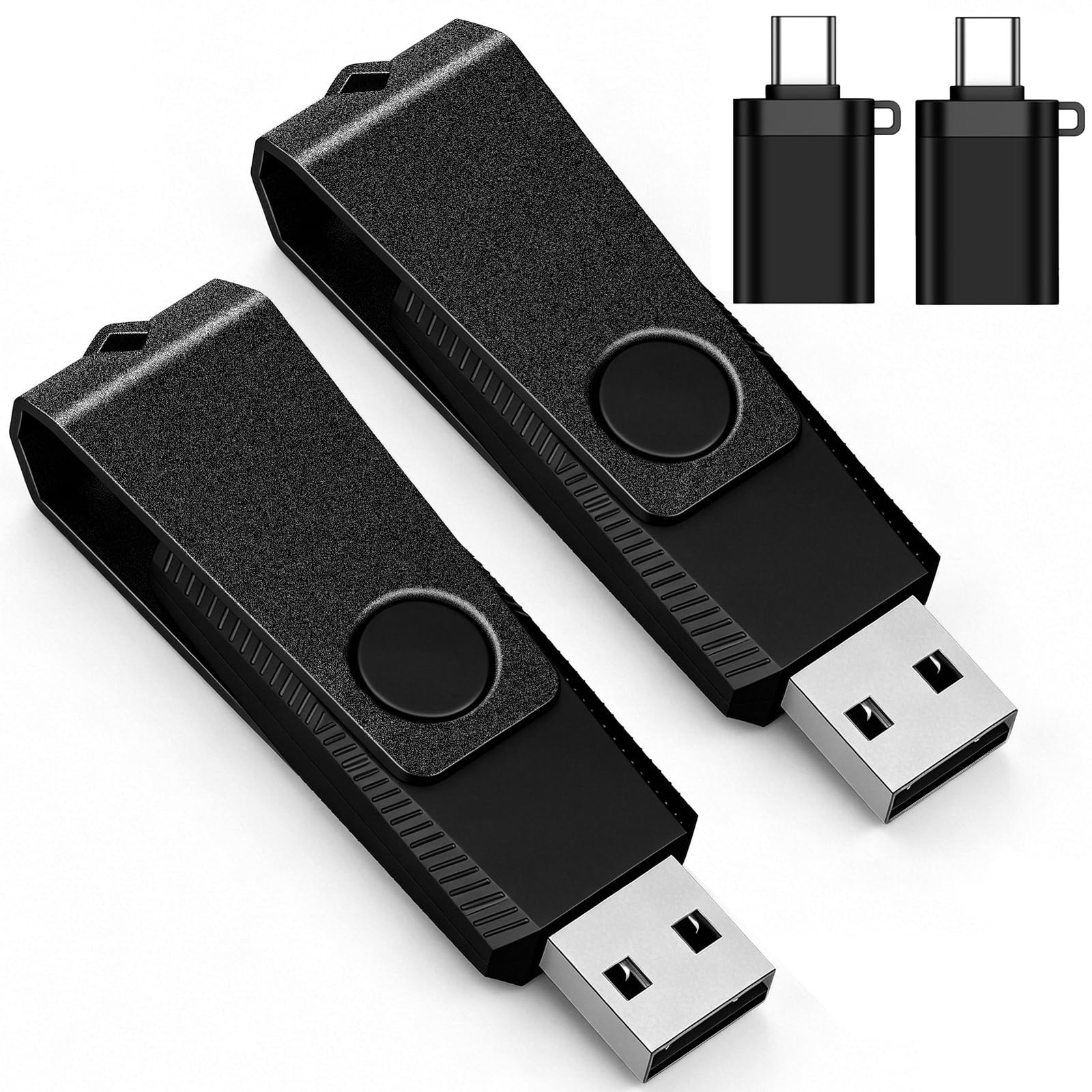 4GB USB Flash Drive 2 Pack AGECASH Thumb Drive with 2PCS -Adapters