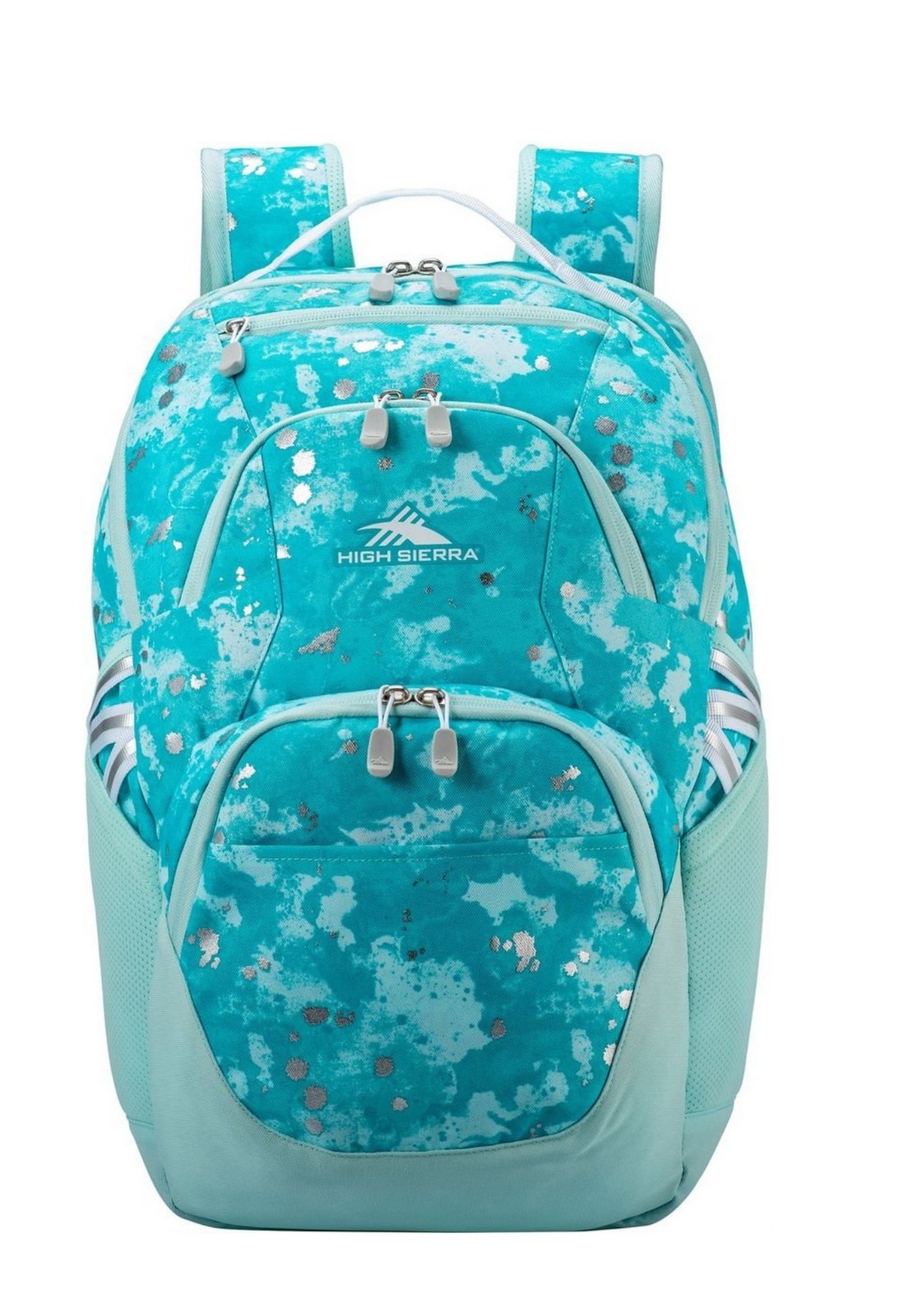 High Sierra Swoop School Backpack With 17" Laptop Pocket Teal Metallic Splatter