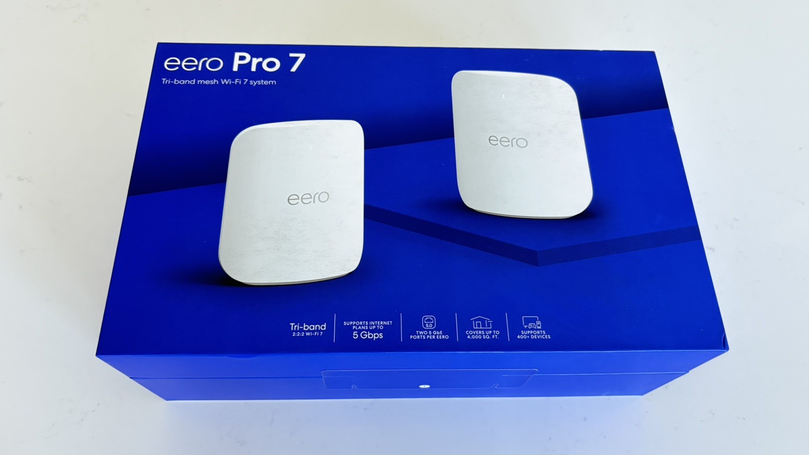 eero Pro 7 2-Pack Tri-Band Mesh WiFi 7 Router System New 4000 SqFt Coverage