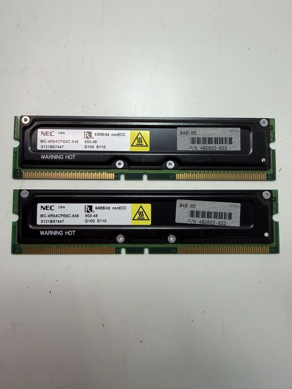 Lot of 2 NEC MC-4R64CPE6C-846 Server Memory Modules – Vintage – Untested