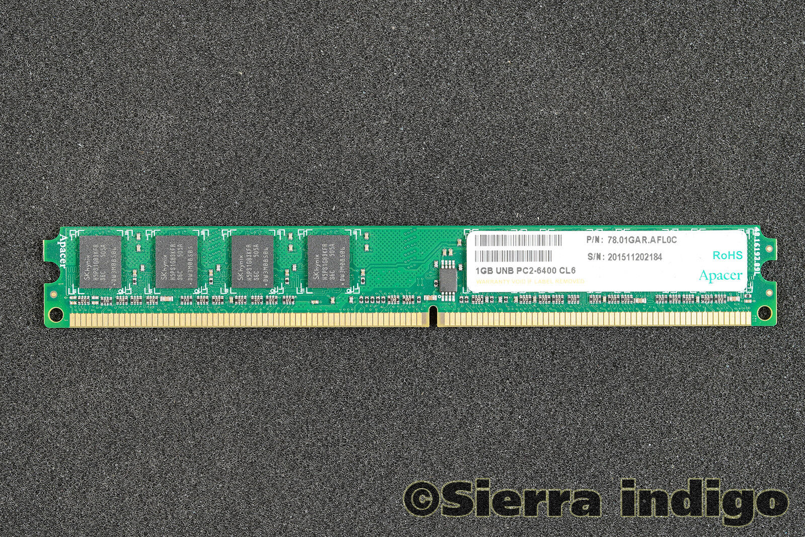 Apacer 78.01GAR.AFL0C 1GB UNB PC2-6400 CL6 Low Profile Memory RAM