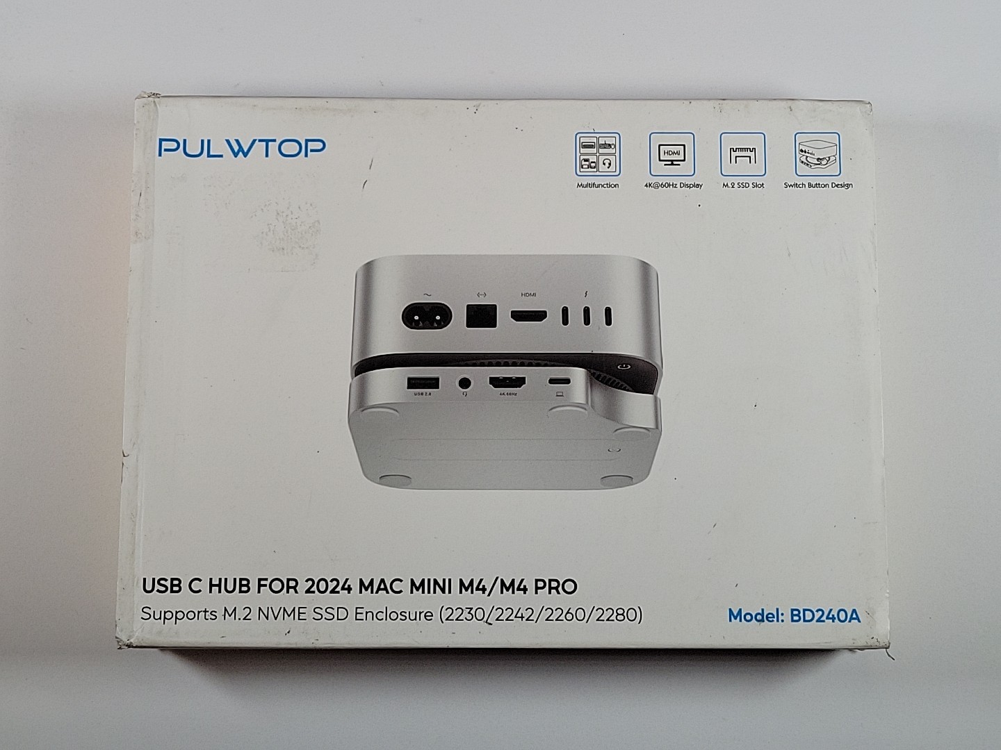 New PULWTOP BD240A USB-C Port Hub Docking Station Stand for Mac Mini M4 PRO Box