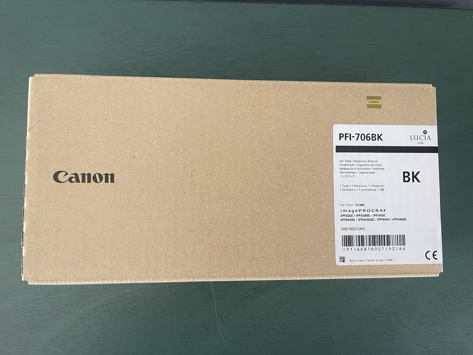 GENUINE CANON PFI-706BK INK TANK imagePROGRAF 700ml EXP. 2019 NEW SEALED