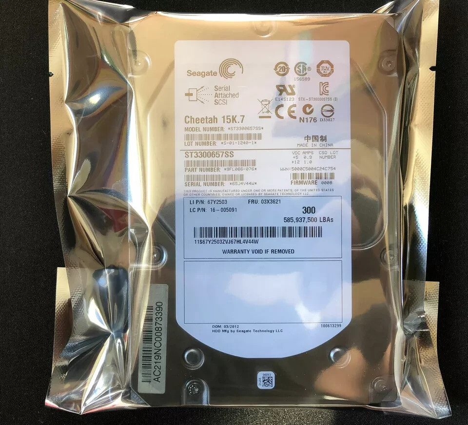 Lenovo 300G 15K SAS 3.5 03X3614 3X3614 3X3621 3X3622 Server Hard Disk
