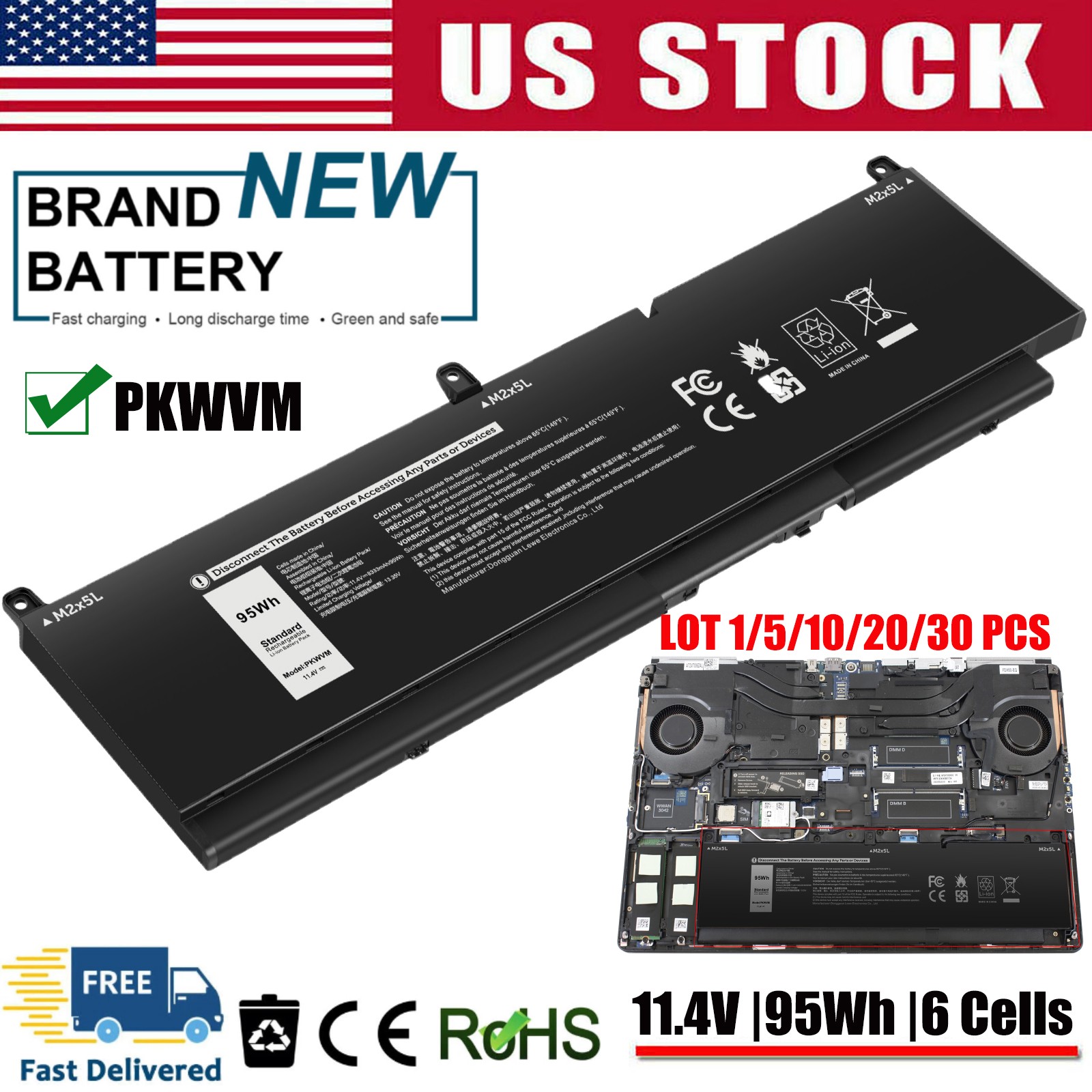 ✅LOT PKWVM Laptop Battery for Dell Precision 7550 7560 7750 7760 453-BBCQ P44E