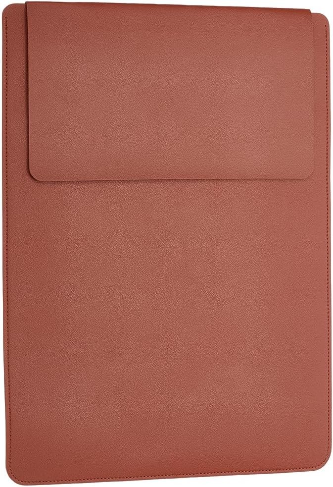 15-16 Inch PU Leather Laptop Sleeve in Saddle Brown for Stylish Protection