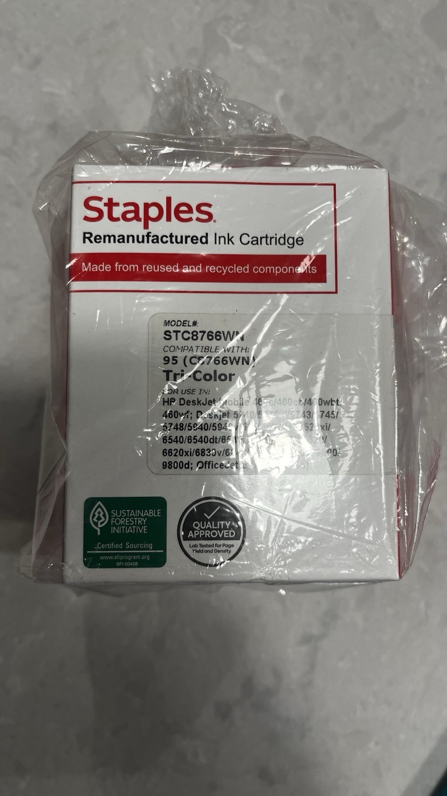 Staples Printer HP 94 95 Black Tri-Color Ink Cartridges C8765WN C8766WN