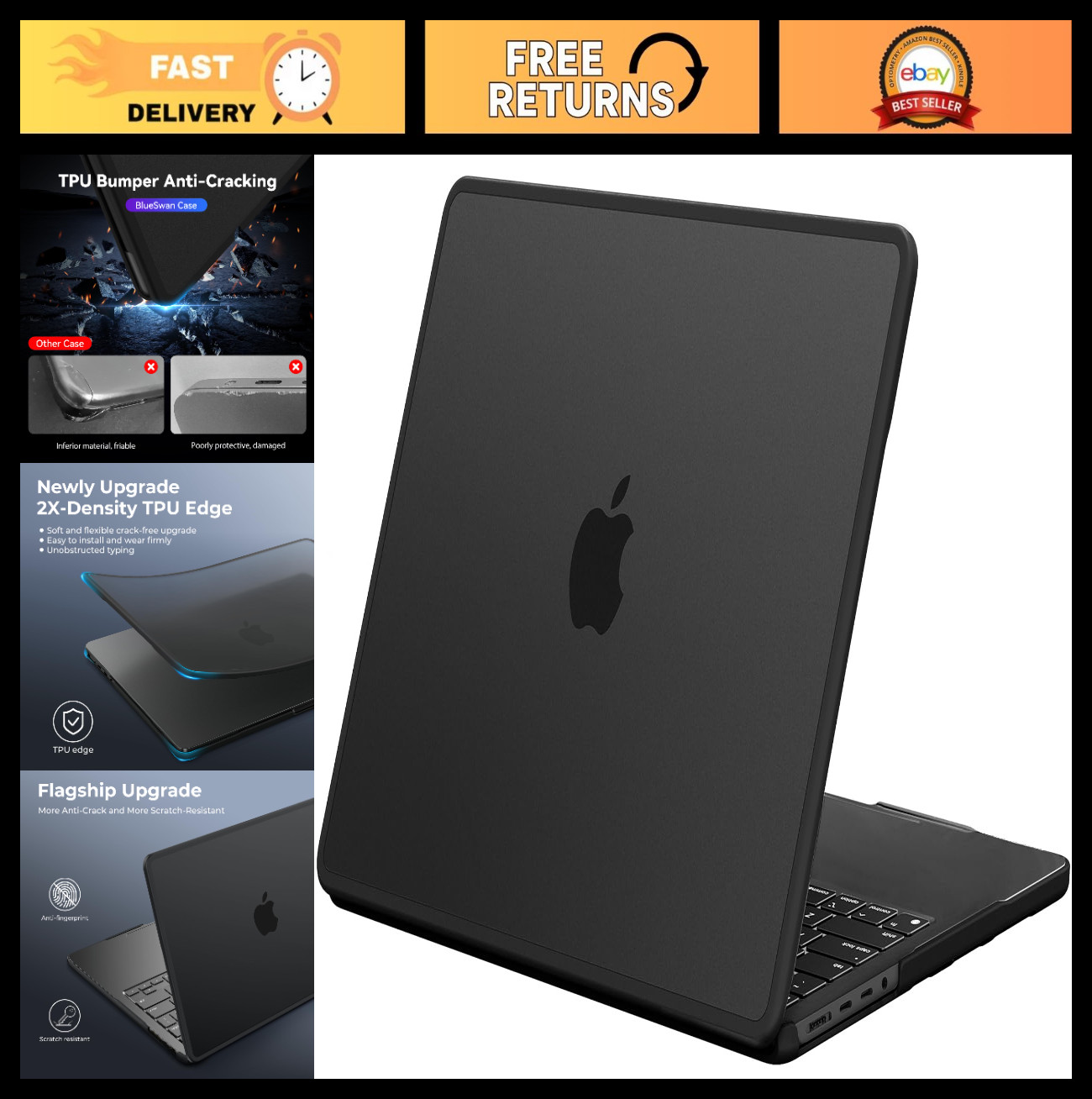 Anti-Cracking MacBook Pro 14" Case | Scratch-Resistant Hard Shell, Soft TPU Bump