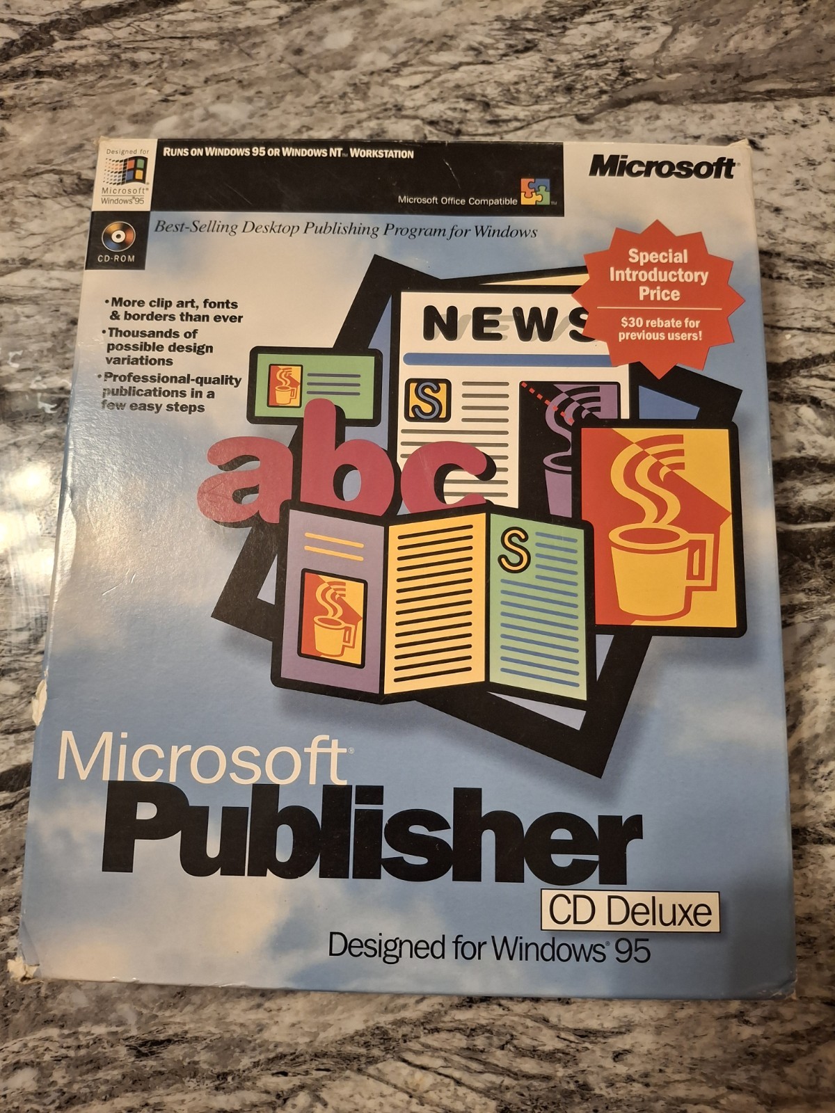 Microsoft Publisher CD Deluxe For Windows 95 Big Box BRAND NEW