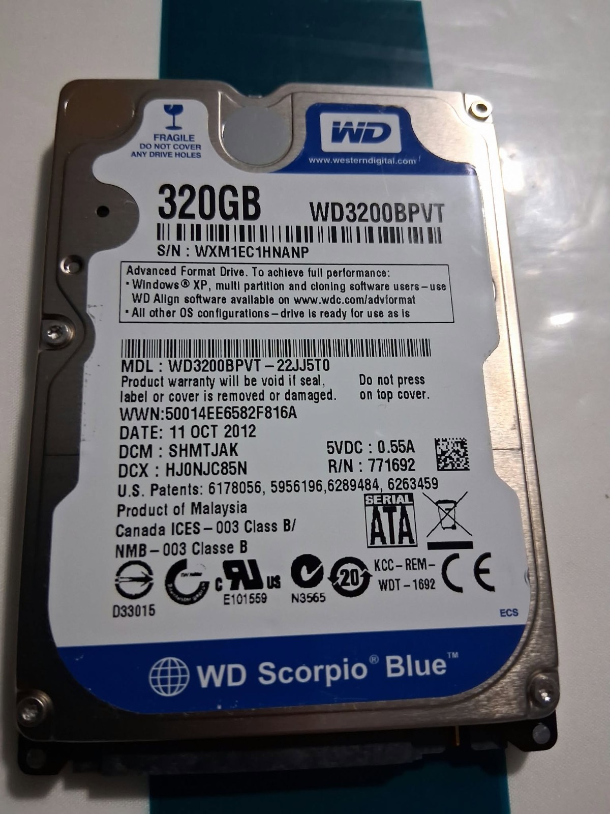 Western Digital WD Scorpio Blue WD3200BPVT 320GB 2.5" SATA HDD