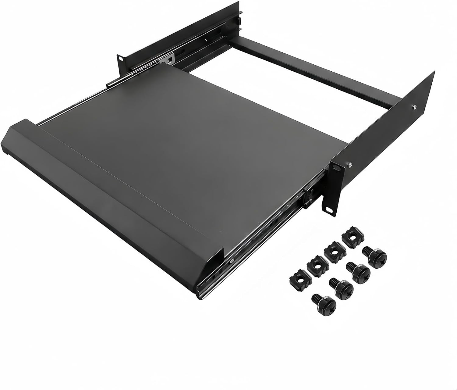 2U Keyboard Tray 12" Depth -Universal 19" Rack Mount Sliding Shelf for Network