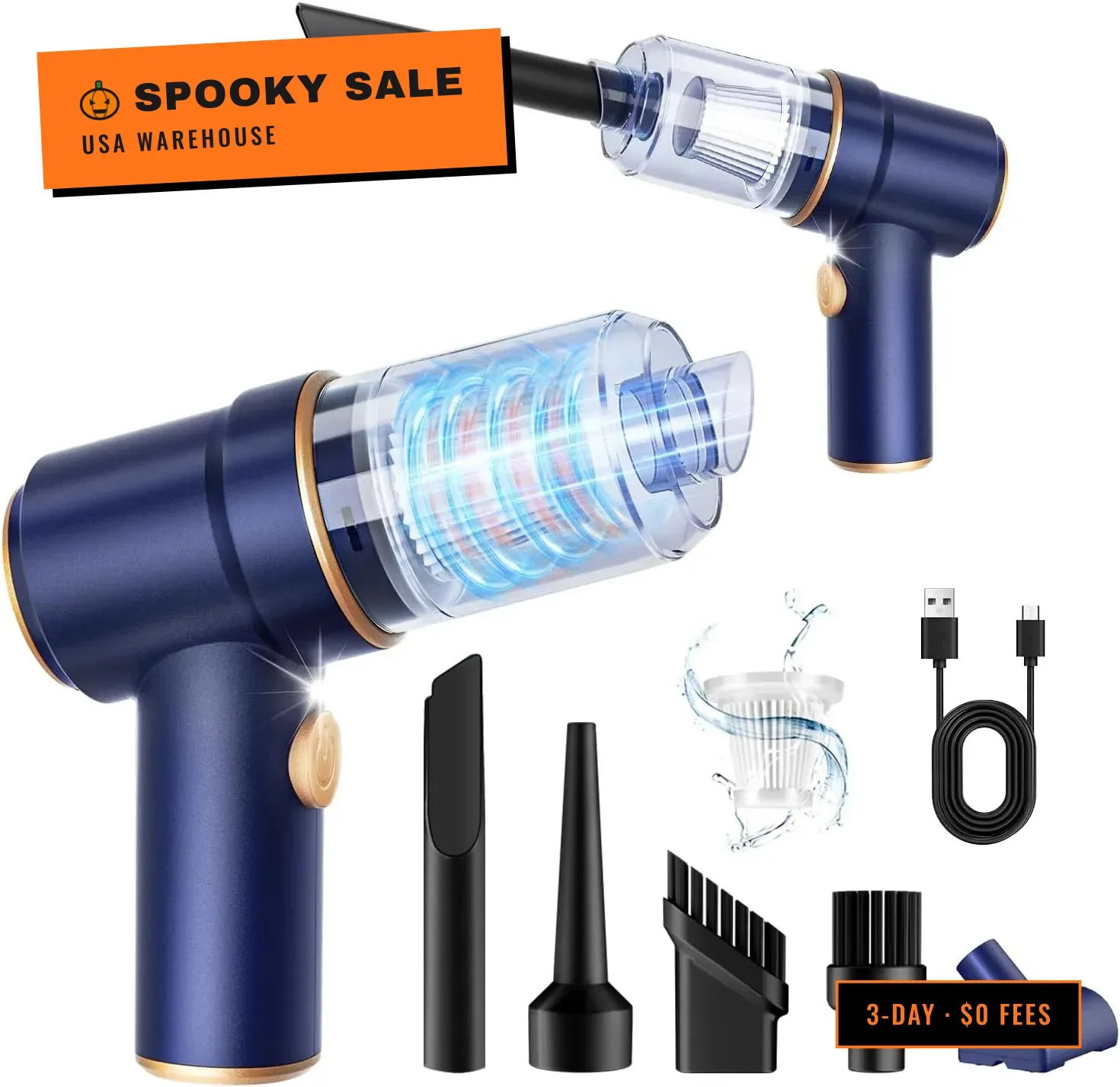 Handheld Car Vacuum Cleaner, 9000Pa Vacuum Cleaner and Air Duster, 120W High Pow