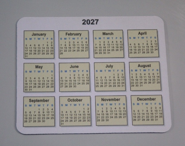Calendar Computer Mouse Pad Year 2027