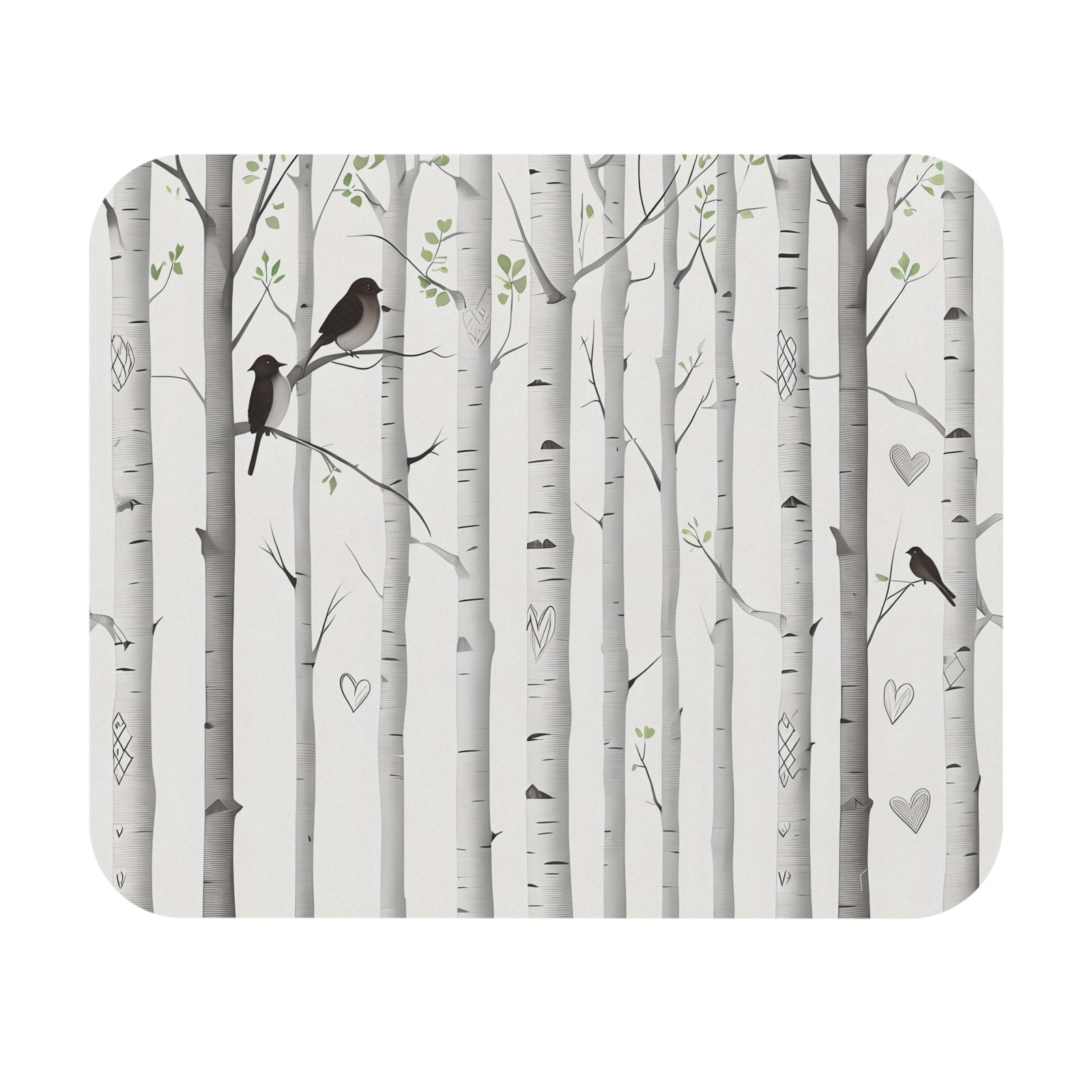 Birch Tree Woodland Birds Mouse Pad | Forest Trees Desk Mat