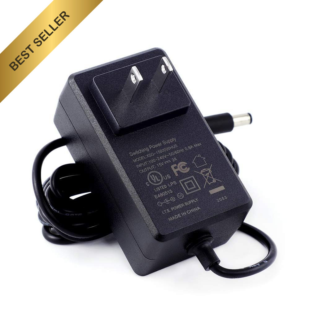 Maxson 15V 2A Power Supply Charger 30W AC Adapter 5.5mm x 2.1mm Universal Plug